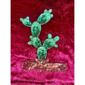 Vintage Sewing Notions - Sequin Appliqué - Big Paddle Cactus